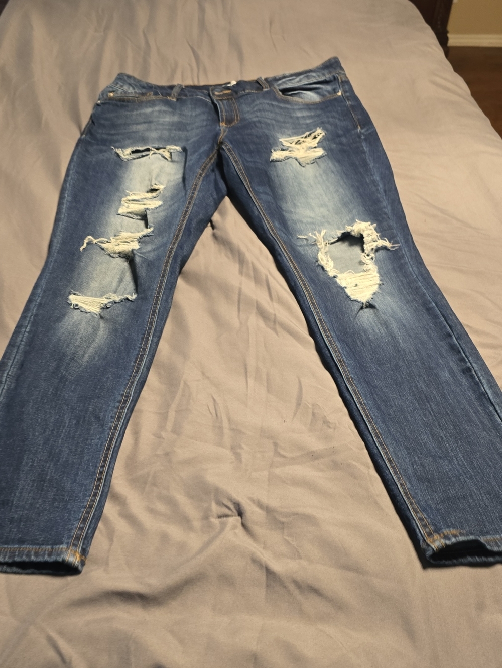 Refuge Women's Distressed Blue Skinny Jeans